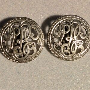 Silver Marino Monogramed Clip Earrings